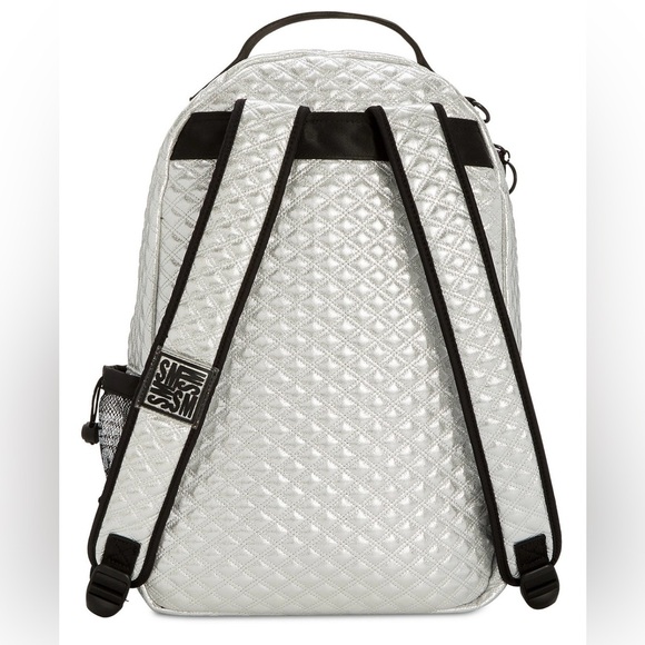 Steve Madden Silver Quilted Backpack with Modern Design - Picture 3 of 6